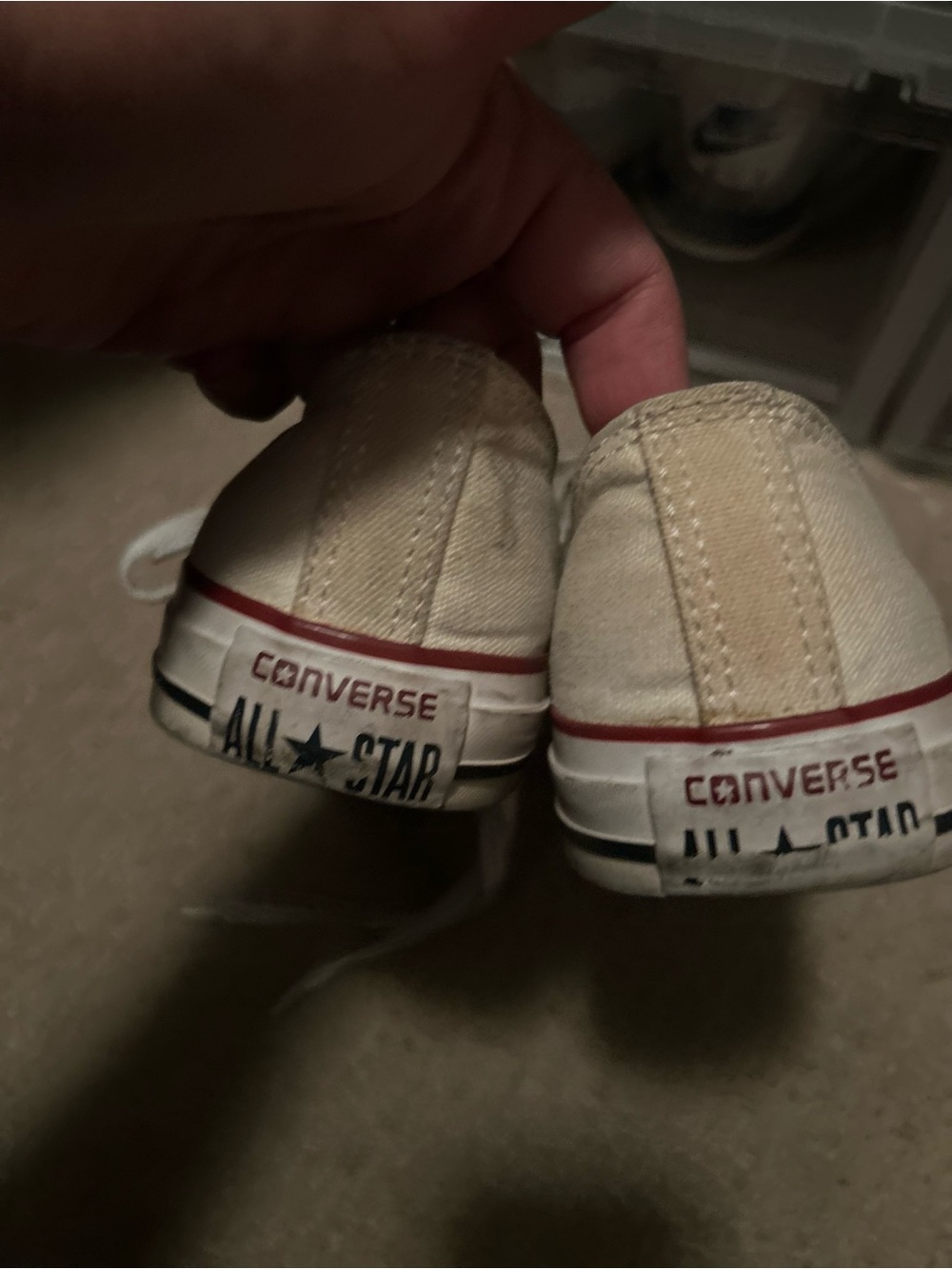 Converse Low-Top Canvas Sneakers in Off-White with Red Stripe - Picture 4 of 6